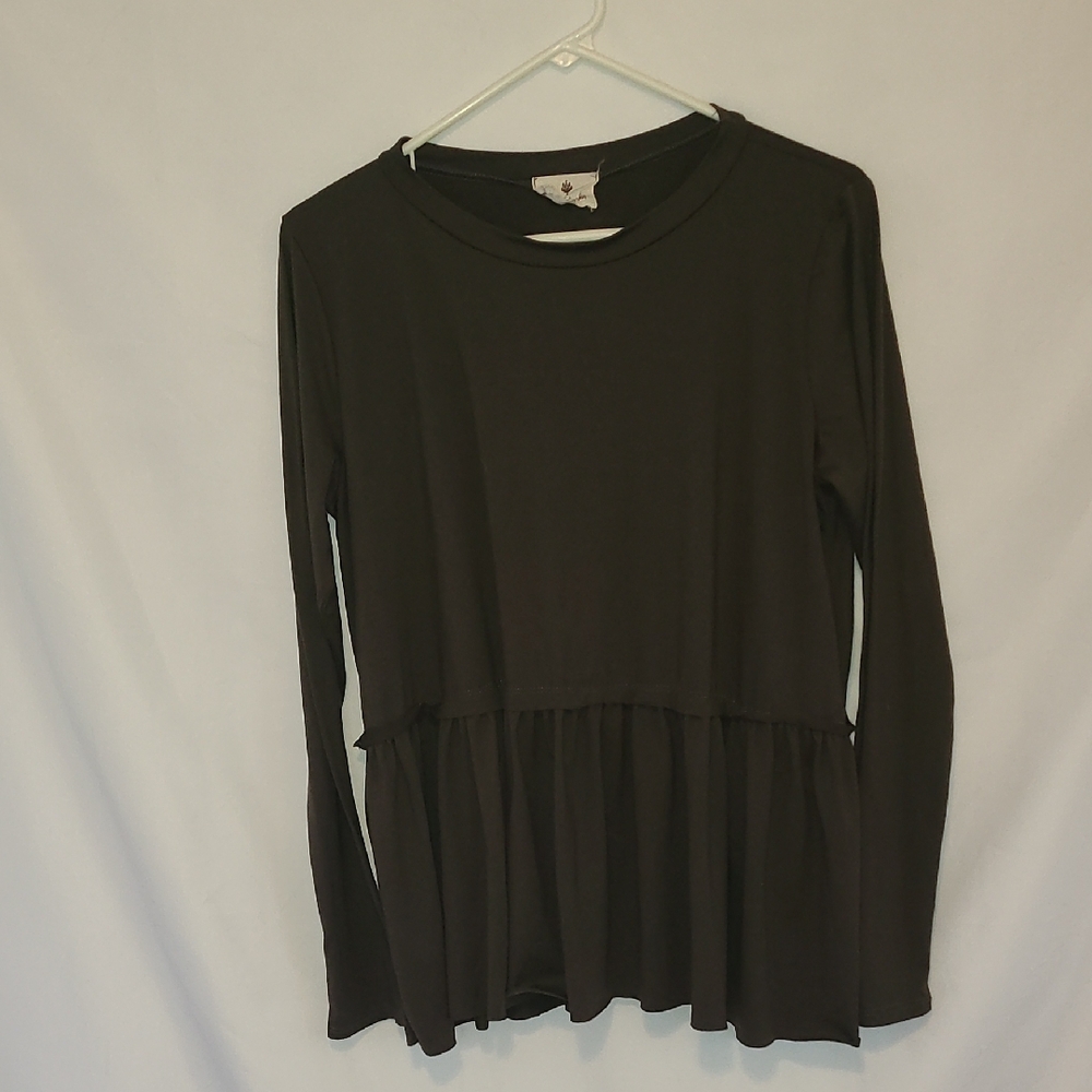 Elegant Dark Gray Long Sleeve Top